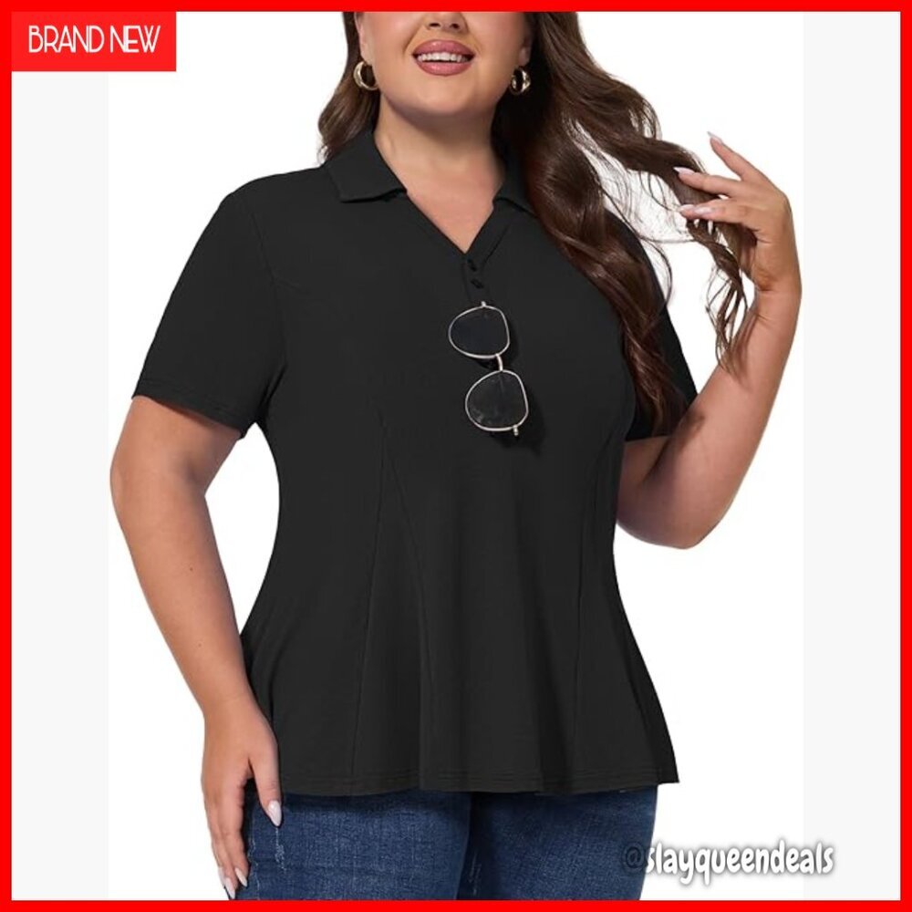 Plus Size Golf Polo Shirt UPF 50+ Tunic Top with Sunglasses Holder